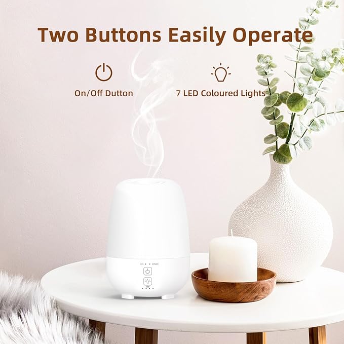 150ML Rechargeable Battery Operated Essential Oil Diffuser,7-Hour Runtime with 7 LED Color Changing Lights Portable Cordless Aromatherapy Diffuser