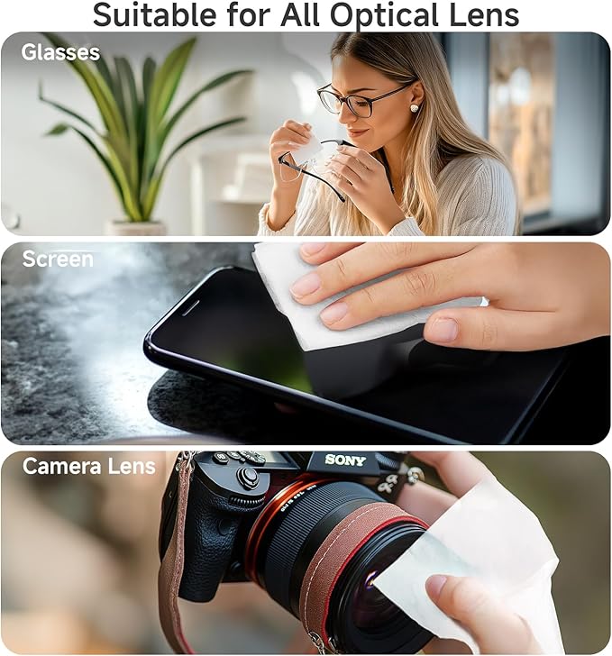 Lulumonster Lens Cleaning Wipes - Pre-Moistened Eyeglass Cleaner for Glasses, Sunglasses & Camera Lenses - Streak-Free, Scratch-Free & Ammonia-Free Formula - Individually Wrapped (150 Count)