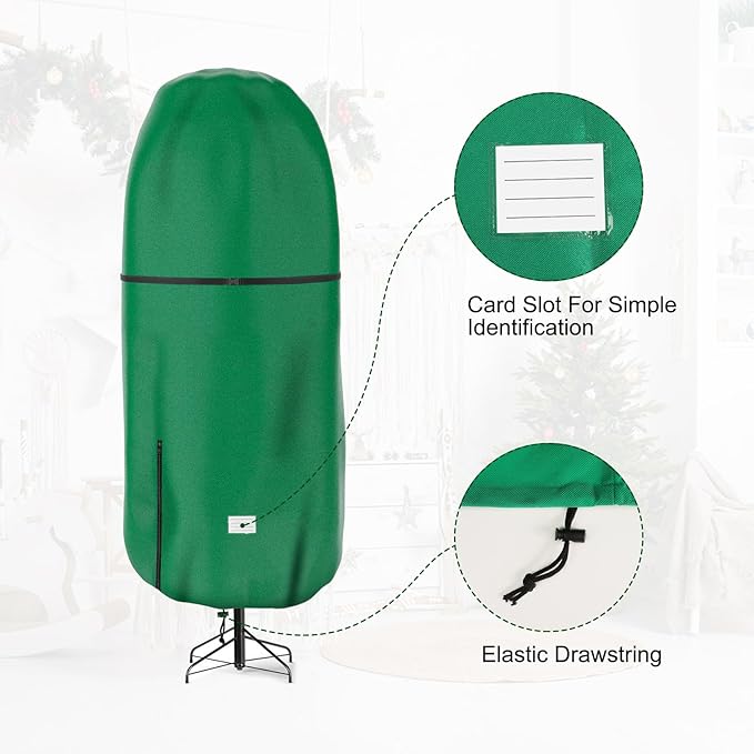 Upright Christmas Tree Storage Cover,Tear Resistant Adjustable Christmas Tree Storage Bag for 6 FT Artificial Tree Standing with Ornaments,Xmas Tree Cover, Dustproof