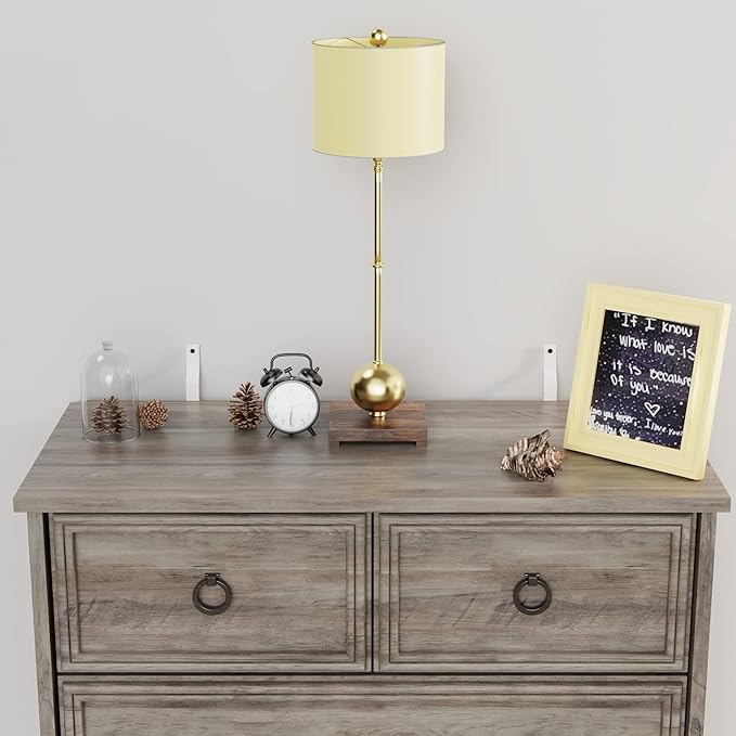 LGHM Modern Dressers for Bedroom with 6 Drawers, 6 Drawer Dresser, 44.33" Tall Chest of Drawers Closet Organizers & Storage Clothes - Easy Pull Handle, Textured Borders for Living Room, Hallway, Gray