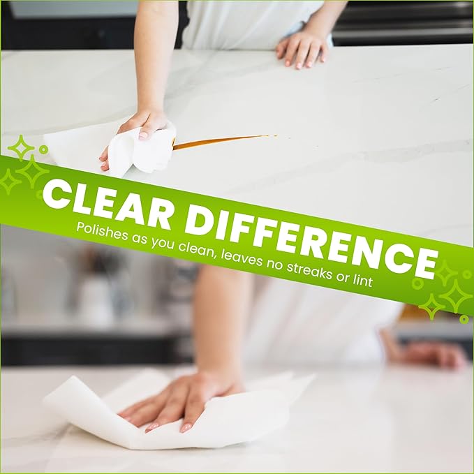 The White Green Cloth 1-Pack Reusable Cleaning Cloth for Streak-Free Windows, Mirrors & All-Purpose Cleaning – Chemical-Free, Absorbent, Non-Abrasive, 16" x 16" White Cleaning Rag, Made in The USA