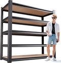PKDYEZ Garage Shelving 5-Tier Adjustable Metal Garage Shelves Heavy Duty Unit,3000 LBS Steel Shelf Storage Rack Suitable for Industries,Warehouses,Basement,Black(Wood-72'H x 45.7''W x 19.7''D)