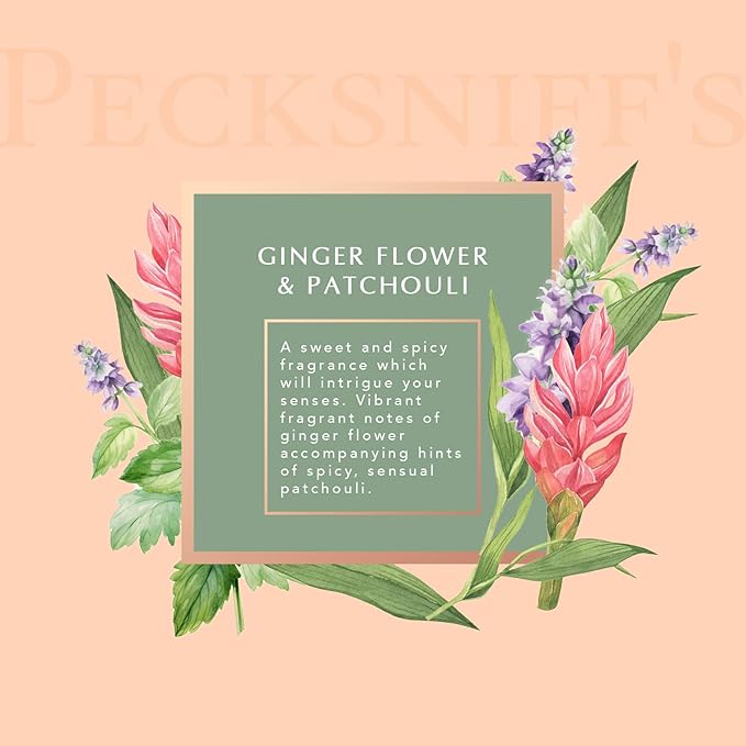 Pecksniff’s GingerFlower & Patchouli Foaming Bath Soak – Luxury Bubble Bath, 1L / 33.8 fl oz, Made in England