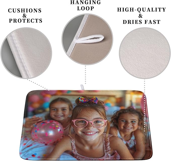 Customized Microfiber Fabric Dish Drying Mat for Kitchen Counter 16x18 Inch,Custom Any Photo or Text Drying Mat Personalized Dish Drainer Mat Super Absorbent Dish Rack Pad for Coffee Bar Sinks