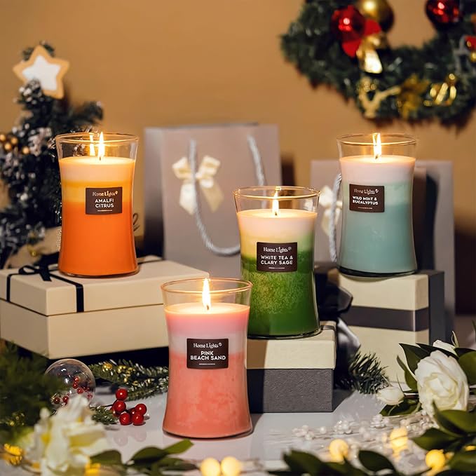 HomeLights 3-Layer Candles for Home Scented, 21.52 OZ Natural Soy Wax Scented Candles Burns Up to 100 Hours, Large Jar, Wild Mint & Eucalyptu