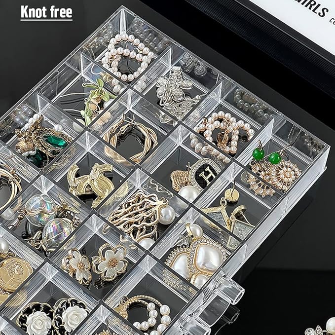 Jewelry Boxes Earring Storage Box Organizer 5 Drawers Jewelry Organizer Acrylic Jewelry Storage Box Holder Compartment Transparent Display Storage Case Gift for Women Girls (102 Girds)