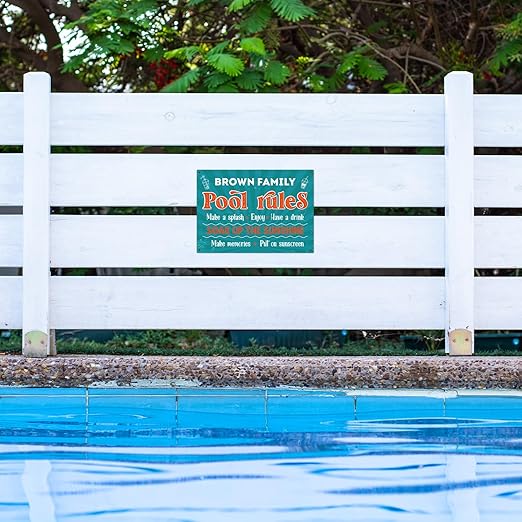 Custom Pool Sign, Pool Rules Enjoy Swimming For Pool Décor Sign, 10x14 Inches, Rust Free .040 Aluminum, Fade Resistant, Made in USA by Sigo Signs