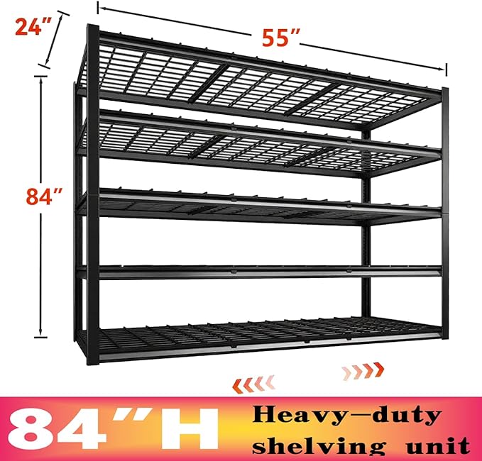 CXDMB Garage Shelving, Heavy Duty Storage Shelves Metal Shelf Unit Adjustable Industrial Storage Racks for Shop,Warehouse,Basement (5T 84 * 55 * 24, 5)