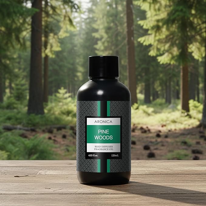 Aronica Diffuser Refill 120ml_Pine Woods, Winter Evergreen Balsam Forest with Rosemary Essential Oil