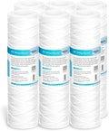 Membrane Solutions 20 Micron 10"x2.5" String Wound Whole House Water Filter Replacement Cartridge Universal Sediment Filters for Well Water - 6 Pack