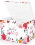 Bolaz Spring Flowers Storage Bins with Lids and Handles, Foldable Storage Box Storage Basket with Cover Collapsible Organizer Containers for Home Closet, Shelves