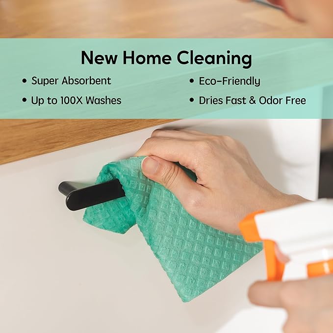 Auggee Swedish Dishcloths for Kitchen, 5 Pack Swedish Dish Cloths, Ultra Absorbent Reusable Paper Towels, Cellulose Sponge Cloths, Quick Drying, No Odor, Dishwasher Safe Green