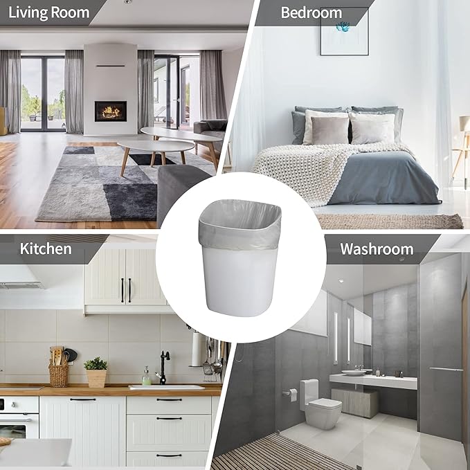 5 Rolls Small Trash Bags - 100 Counts Durable 4 Gallon Small Garbage Bags for home office kitchen Bathroom Bedroom Trash Can liners（Silver）