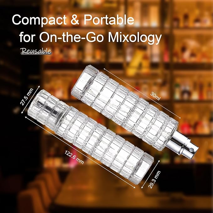 Premium Glass Atomizer Spray Bottle - 30ml Refillable Cocktail & Coffee Mister, Leak-Proof Food Safe Design for Vermouth, Bitters, Essential Oils, Bar & Kitchen