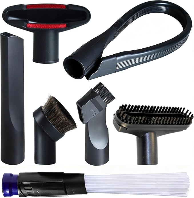 GIBTOOL Universal Vacuum Attachments for Shop Vac Accessories 1 1/4" and 1 7/8" Vacuum Hose Adapter Kit, Vacuum Brush Attachment Flexible Crevice Tool, Vacuum