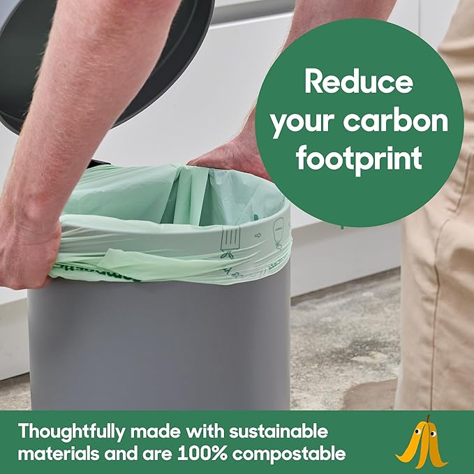 Compostic Home Compostable Trash Bags, 2.99 Gallon Small Kitchen Rubbish Bags, Extra Strong & Quickly Breaks Down, 100 Count