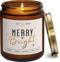 Christmas Candles Scented – ‘Merry & Bright’ Soy Christmas Candle, w/Cranberries, Cinnamon & Orange - Infused with Essential Oils I Holiday Candles I 9oz, 50Hr, Made in USA