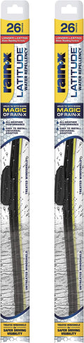 Rain-X 810206 Latitude 2-In-1 Water Repellent Wiper Blades, 26 Inch Windshield Wipers (Pack Of 2), Automotive Replacement Windshield Wiper Blades With Patented Rain-X Water Repellency Formula