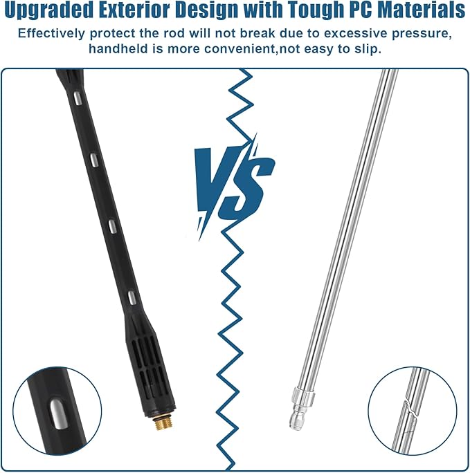 Hoqqf Upgraded Pressure Washer Extension Wand,Up to 115in,4000 PSI Gutter Cleaner Attachment with 6 Tips,1/4"Quick Connect, Leak-Resistant Ring