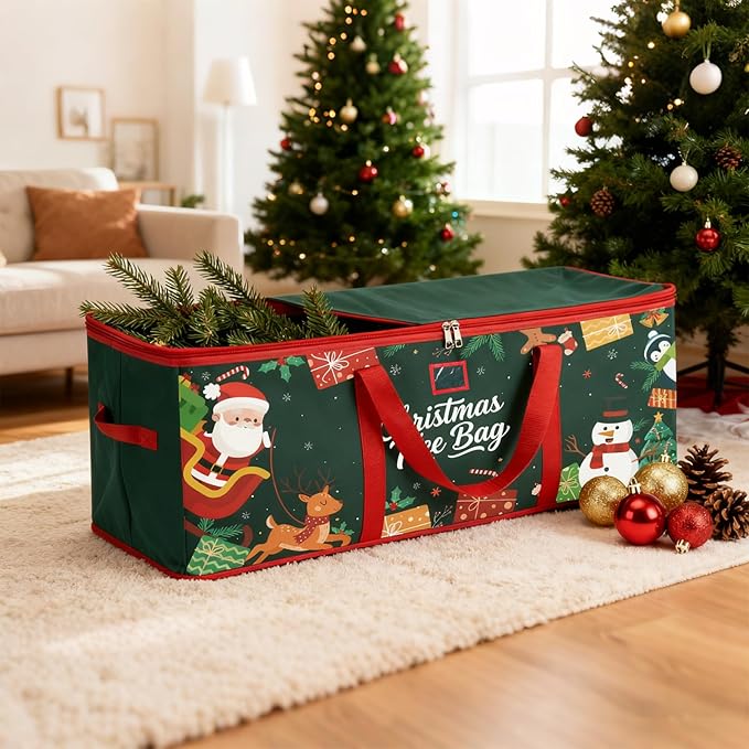 Christmas Tree Storage Bag: Oxford Fabric Tree Bag Fits up to 7.5 ft Tall Christmas Artificial Tree with Wide Opening Dual Zippers Waterproof Protects from Moisture Dust