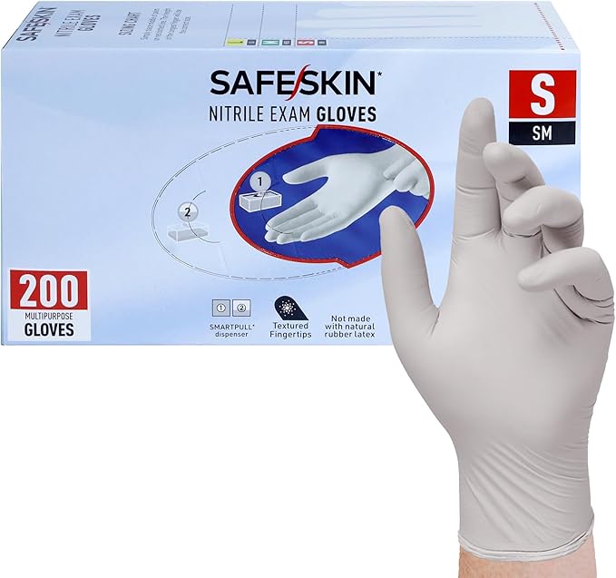 SAFESKIN Nitrile Exam Gloves Disposable - 3.5 Mil, Gray, Powder Free Gloves for Medical, Dental, Cleaning, Cooking
