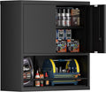 Garage Cabinets,Metal Wall Cabinet with 2 Doors,Lockable Storage Cabinet,Wall Cabinet for Garage,Warehouse,Home Offcie,Black