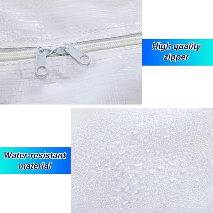 Windyun 4 Pack 98 Gallon Extra Large Moving Bags XXL Heavy Duty Storage Bag with Strong Zipper Handle Jumbo Big Tote Box Foldable for College Dorm Travel Clothes Duffle Blanket Pillow(White)