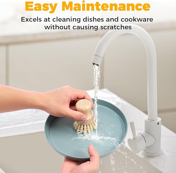 Bamboo Dish Brush Set Practical Dish Cleaning Brush Set Multifunctional Dish Washing Brush Set Ergonomic Kitchen Brush Set for Kitchen Cleaning Pots Pans Dishes (Log Color 10Pcs)