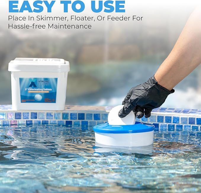 Xtremeclear 2-Pack 3" Swimming Pool Chlorine Tablets | Pro-Grade Pool Sanitizer Long Lasting & Slow Dissolving | 99% Pure Tri-Chlor|, 5 Pounds Bucket