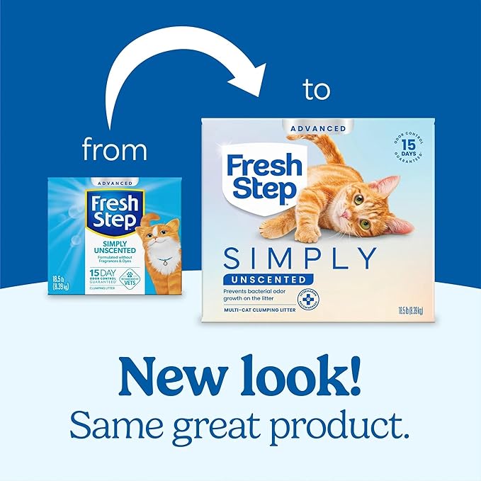 Fresh Step Advanced Simply Unscented Clumping Litter, Fresh Step Unscented Cat Litter Fights Odor on Contact, 18.5 lb. Box