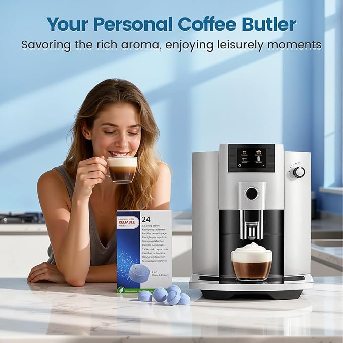 CPLIKE 24 Tablets Coffee Machine Cleaning Tablets Compatible with Jura Automatic Coffee Centers Machines, High Efficiency Cleaning and Longer Life Span, Park# 64308