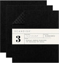 SCANDISH Black Swedish Dishcloths for Kitchen - Set of 3 Swedish Dish Cloths | Swedish Dish Towels Made in Sweden | Reusable, Compostable Black Dishcloths for Kitchen