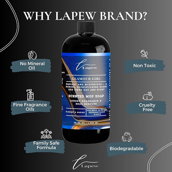 Lapew Glamour Girl Scented Mop Soap Concentrate 36 oz | Premium Fragranced Floor Cleaner | Streak-Free | Hard Floor Cleaning Solution | Eco Friendly | Good Girl Fragrance