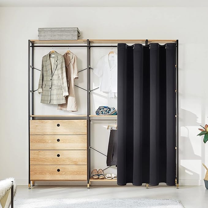 ChrisDowa Blackout Door Curtains for Doorway Privacy, Grommet Closet Curtains for Bedroom Closet Door, Thermal Insulated Temporary Doorway Cover Room Divider Drapes (1 Panel, Black, 42 x 80 Inch)