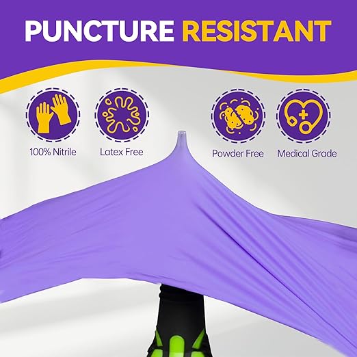 Basic Nitrile Exam Gloves, Medical Violet Blue Gloves Disposable Latex Free Powder-Free For Exam, Food Prep Cleaning, 100 Pcs, X-Large, NGPF1037