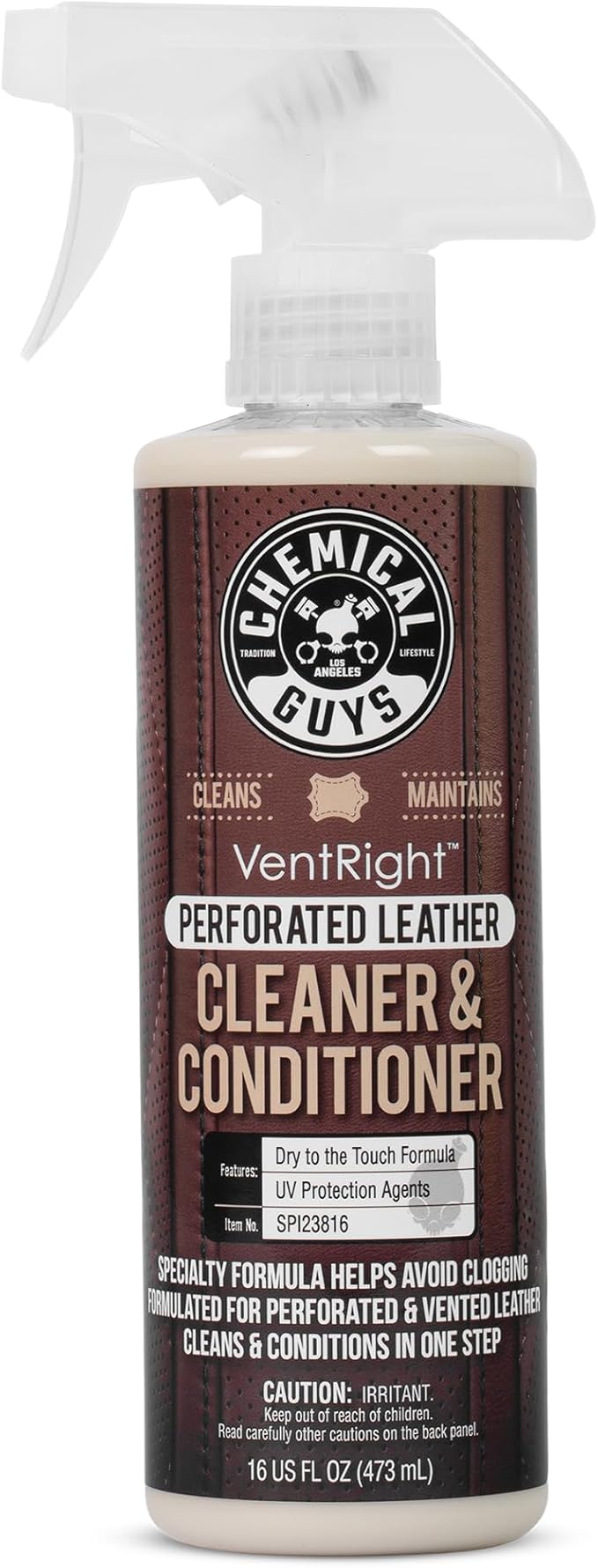 Chemical Guys VentRight Perforated Leather Cleaner and Conditioner Deep Cleaning Leather Cleaner for Ventilated Seats with Added Protection Removes Dirt, Oils, Residue and Grime 16 oz