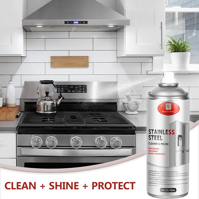 Stainless Steel Cleaner & Polish （17OZ Pack of 2）- Quick Shine, Streak-Free Formula - Safe for Appliances, Cookware, Sinks - Restores Shine - Eco-Friendly