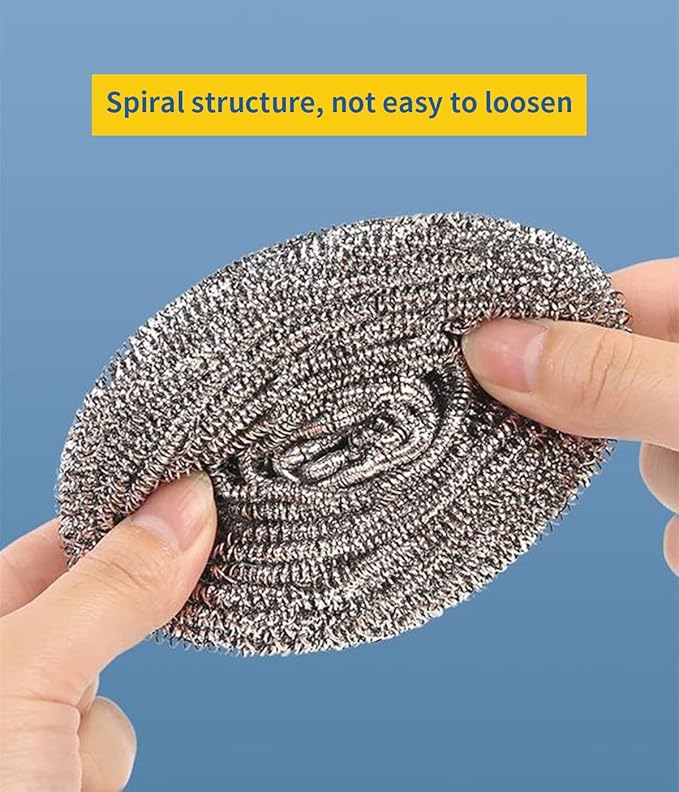Docduet 6Pcs Steel Wool Scrubbers - Flexible Scrubber Pads for Cleaning Dishes, Pots, Pans, Grills and Sinks
