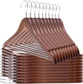 Quality Wooden Hangers - Slightly Curved, Solid Walnut Coat Hangers with Chrome Hooks - Heavy-Duty, 90 Pack Sets for Clothes, Jackets, Shirts, Pants, Suits