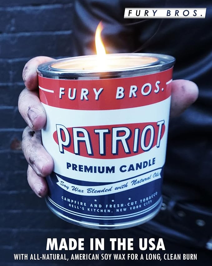 Long-Burning, One-Pint Premium Candles for Men | Vintage Inspired Oil Can Design | Lexington - Kentucky Bourbon & Oak | Soy Wax, Vegan Friendly, Made in The USA | Fury Bros. | Classically Cool