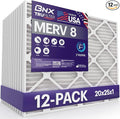 BNX TruFilter 20x25x1 Air Filter MERV 8 (12-Pack) - MADE IN USA – Dust & Pet Defense Electrostatic Pleated Air Conditioner HVAC AC Furnace Filters for Dust, Pet, Mold, Pollen MPR 600 – 700 & FPR 5