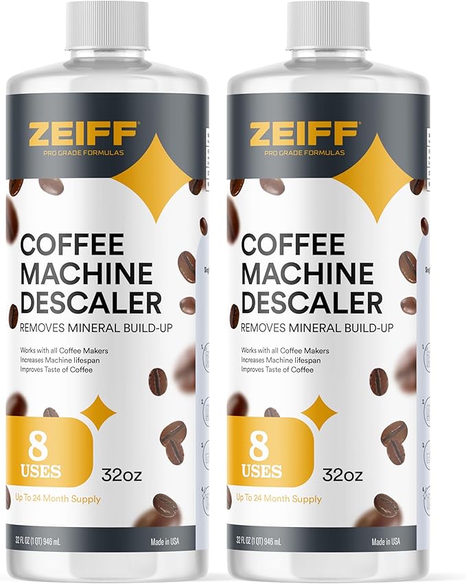 Zeiff Coffee Machine Descaler - 32oz (8 Uses) - Compatible with Nespresso, Breville, Delonghi, Keurig Descaling Solution for Coffee Maker Cleaner and Descaler - Coffee and Espresso Machine Descaler