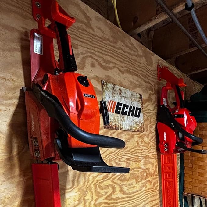 3 in 1 Chainsaw Holder 10" - Heavy Duty Chainsaw Wall Mount, 10 Gauge Steel Chain Saw Hanger for Garage Organization, Hefty Rack Storage Organizer for Chainsaw Accessories and Tools, 180lbs Capacity