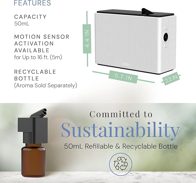 Air Esscentials AE101Bat Waterless Scent Air Machine, Battery Operated Aroma Diffuser with Motion Sensor, Wall Mount or Portable, Oil-Based Fragrance Only, 100 Sq. Ft. Coverage