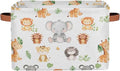 Cartoon Animal Storage Basket for Shelves, Storage Bins with Handles, Collapsible Basket for Organizing, Closet Toy Baskets for Nursery Room, 15x11x9.5 in, Canvas, Woodland Animals