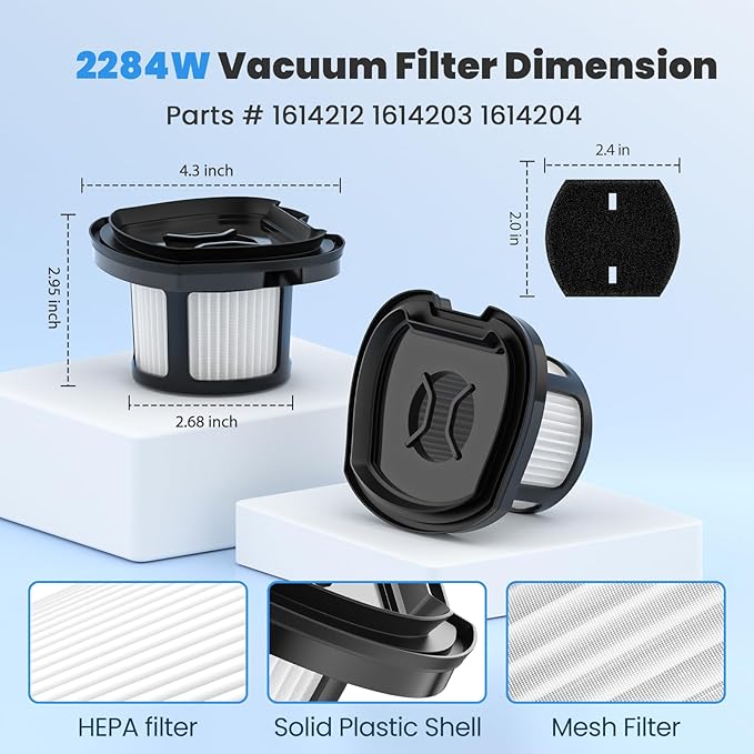 ZYZCBXZC 4 Pack 2284w Vacuum Replacement Filter for Bissell Pet Hair Eraser Filter Hand Vacuum 2284W 2390 2389 2390A, Compare to Parts # 1614212 1614203 1614204, 4 Mesh Filters and 4 Foam Filters