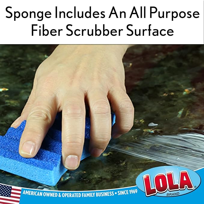LOLA All Purpose Scrub Sponge, 2 Pack, Made in USA Scrub Sponge- Superior Technology, Non-Scratch, Long Lasting - Dishes, Mugs, Non-Stick Cookware
