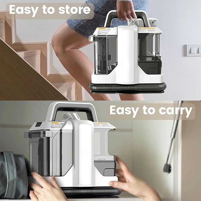 Mini Portable Carpet Cleaner Machine with Dual Size Brushhead, Multi-Purpose and Upholstery Cleaner, Handheld Deep Carpet Cleaning Machine, Spot Cleaner for Couch, Rugs, Car Seats and Pet Stains