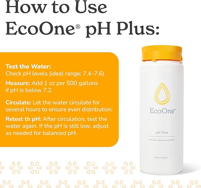 pH Plus by EcoOne | Natural Water pH Increaser for Hot Tub Application | Chlorine-Free, Phosphate-Free Hot Tub pH Increaser | Increases Alkalinity & Neutralizes pH to Prevent Scale & Buildup, 2 Lbs
