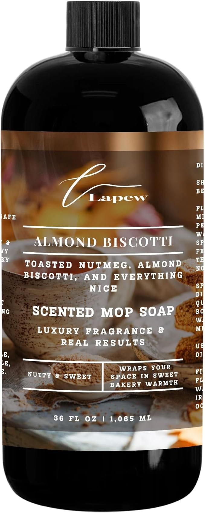 Lapew Almond Biscotti Scented Mop Soap Concentrate 36 oz | Premium Fragranced Floor Cleaner | Streak-Free | Hard Floor Cleaning Solution | Eco Friendly | Made in USA (Nutmeg & Spice)